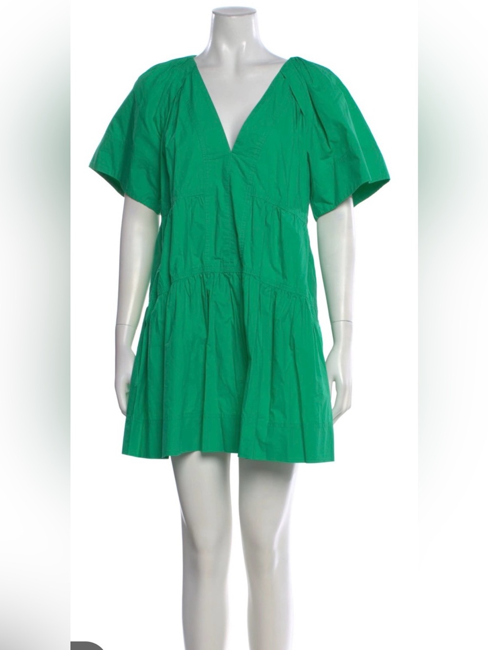 A.L.C. Women's Emerald Green Tiered V-Neck Short Sleeve Tunic